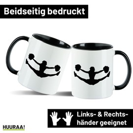 Huuraa Kaffeetasse Cheerleader Silhouette Geschenk 330ml Schwarz Cheerleader Präsent