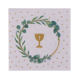 Mank Airlaid Napkins | Perfect for Catering and Celebrations | Textile-like and Absorbent | Pack of 50 | Eucalyptus | Heart | Chalice | Fish | (33 x 33 cm Chalice)
