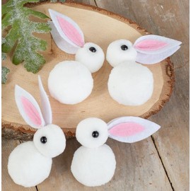 Group of 24 White Pom Pom Easter Bunnies by Factory Direct Craft for Spring Decorating and Easter Crafting