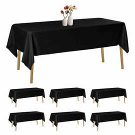 luccido 6 Pack Rectangle Tablecloth 60 x 120 Inches Black Table Cloth Stain and Wrinkle Resistant Washable Polyester Fabric Table Cover for Party, Wedding and Banquet Decoration