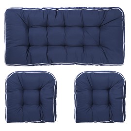 Blytieor Outdoor 3 Piece Settee Cushion Set, Patio Wicker Cushions 1 Loveseat Cushion & 2 U-Shape Cushion