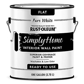 Rust-Oleum Simply Home Interior Wall Paint 332119 Simply Home Flat Interior Wall Paint, 1 Gallon (Pack of 1), Pure White, 128 Fl Oz