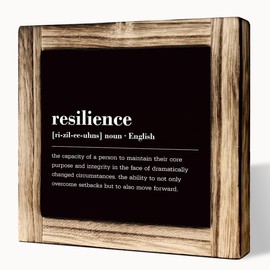 Resilience Definition Sign, Inspirational Decor, Rustic Wooden Tabletop Decor Sign, Motivational Home Office Decor, Farmhouse Wooden Box Signs, Classroom Decor, Positive Home Decor for Bedroom