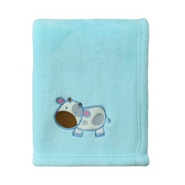 CREVENT 30''X40'' 75X100cm Cozy Fluffy Warm Fleece Infant Baby Blanket for Girls & Boys Toddler Crib Cot Stroller - Blue Cow