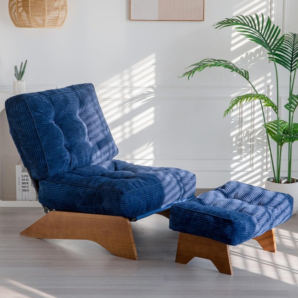 MAXYOYO Accent Chair with Ottoman Adjustable Backrest, Tufted Living Room