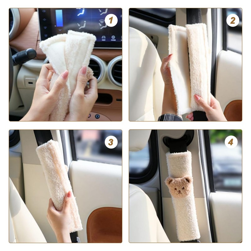 2 Pieces Car Seat Belt Shoulder Covers, Travel Plush Pads,