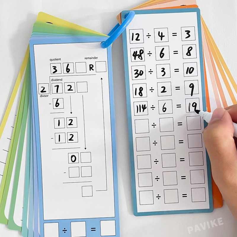 PAVIKE Division Flash Cards 15X Division Flash Cards Math Flash