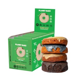 PLANET BAKE Vegan Donut - Gluten Free, Sugar Free, Kosher, Soy Free, Keto Donuts - Moist & Delicious Individually Wrapped Donuts For On-The-Go Healthy Snacking - Vanilla Bean (8 Pack)
