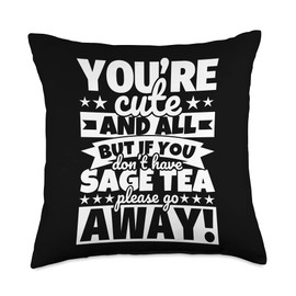 Sage tea Lover Food Funny Throw Pillow, 18x18, Multicolor