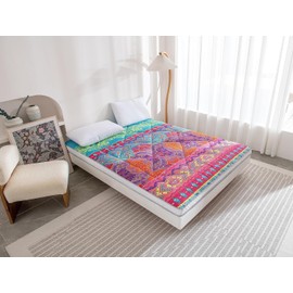 INFINICE Japanese Floor Mattress Pad Foldable Sleeping Tatami Mat, Bohemia Yellow, Full-XL