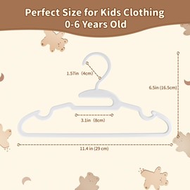 PIGLOG Kids Hangers 30 Pack - Infant Toddler Childrens Hangers for Baby Clothes, Stackable Plastic Child Hanger for Closet - Ideal for Boys and Girls, Clothing, Pants, Coats, and More - White