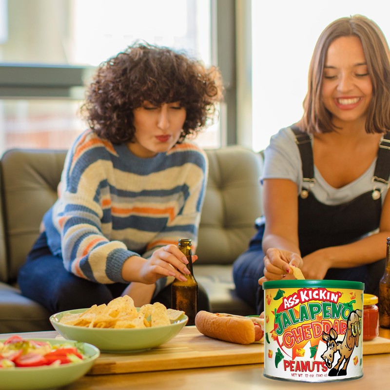 ASS KICKIN’ Jalapeno Cheddar Spicy Hot Peanuts – 12oz -