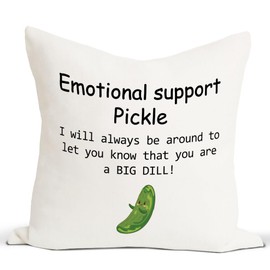 Rusenbao Funny Positive Pickle Throw Pillow Covers, Emotional Support Pickle Bed Decorative Pillows Covers 18×18 Inch, Farmhouse Home Decor for Couch Bedroom Living Room