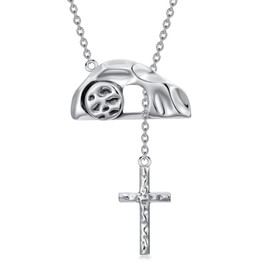 ROMANTICWORK Cross Empty Tomb Necklace 925 Sterling Silver Empty Tomb Cross Lariat Y Necklace for Women Christians Religious Catholic Jewelry Easter Gifts for Women