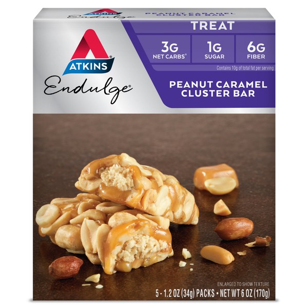 Atkins Endulge Bar Peanut Caramel Cluster -- 1.2oz 5 Bars