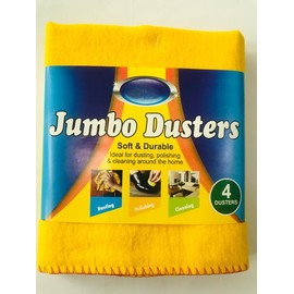 HOUSEGADS Jumbo Yellow Duster 100% Cotton Cleaning Cloth Premium Quality Washable Reusable - Multi Purpose Kitchen Dusting Cloth Heavy Duty Polishing Cloth 35 x 45 cm (4)