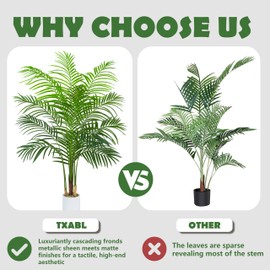 TXABL Artificial Palm Tree 5FT - Fake Tree with White Planter - Faux Tropical Areca Floor Plant in Pot - Artificial Silk Plant for Home Office Living Room Decor Indoor Outdoor Artificial Trees