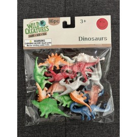 Wild Creatures DINOSAUR FIGURES 16 PC SET NIP 3" SIZE EACH REALISTIC KIDS PLAY TOYS DINOSAURS