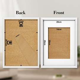 wyewye A4 Picture Frames Pack of 3 Wooden A4 Picture Frames with Stand, Table or Wall Hanging, A4 White Frame with A5 Mount, Document Frame with Plexiglass Window, White