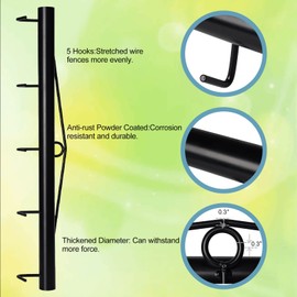 HoLarXuQ Chain Link Fabric Fence Stretcher,5-Thicken Hook Bar,31.5 Inch Woven Wire Stretcher,Fence Stretcher Tool,Steel,Black