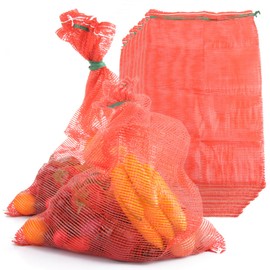 CYEER 20 PCS Net Bag, Net Woven Sacks Logs Storage Bags Potatoes Mesh Bags Onion Storage Net for Vegetables, 50x80cm