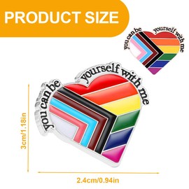 RAMGLYO Pride Pin Rainbow Pins Gay Pride Inspirational Quotes Rainbow Heart Pin (Rainbow)
