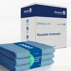 Dynarex Incontinence Bed Pads - Reusable & Washable Waterproof Pee Pads for Kids, Adults, Elderly - 1 Case - 8 Boxes of 3 Pads - 34" x 52", Blue