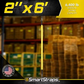 SmartStraps 2”x6’ Nylon Webbing Sling (1pk) – 6,400lb Vertical Lifting Capacity – Safely Lift Heavy Loads, Made with Strong Flexible Webbing, Small, Yellow