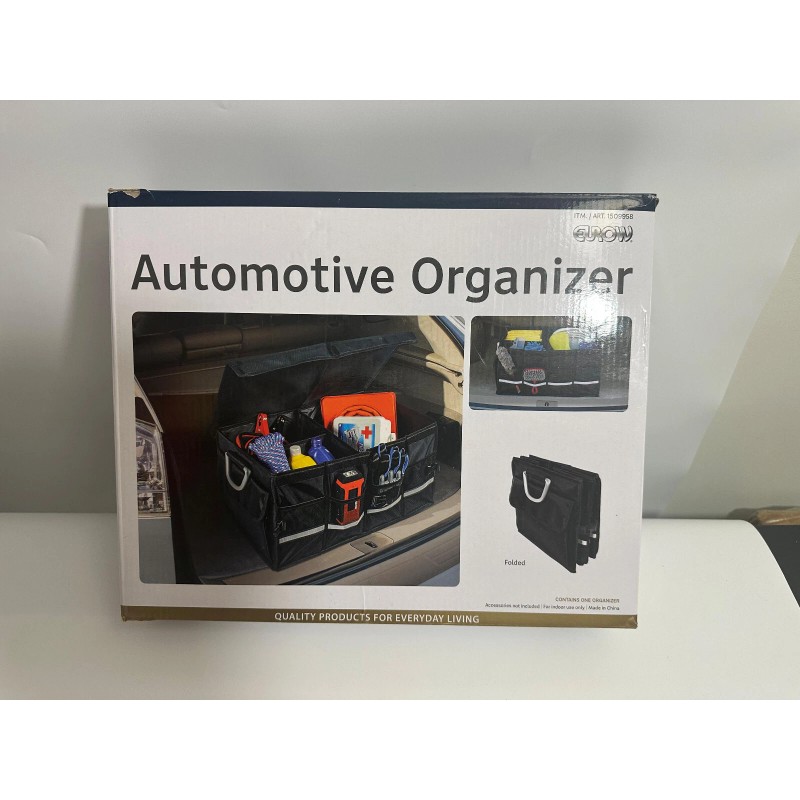 Eurow Collapsible Automotive Car Trunk Organizer. Lid & Silver Handles