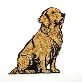 4" Golden Retriever Labrador Dog Iron On Patch - Embroidered Dogs Applique Appliques Iron On Sew On Patches for Holes, Clothing, Jeans, Hat, Backpacks, Clothes
