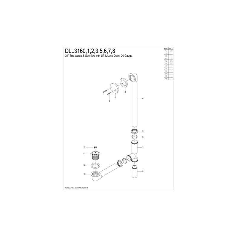 Kingston Brass DLL3168 Bath Tub Drain and Overflow, Brushed Nickel