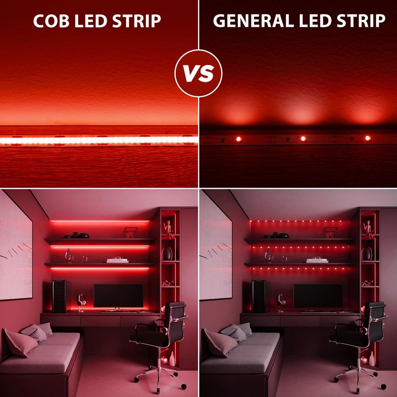 OMIKA COB LED Strip Lights Battery Powered with Remote, 6.56FT