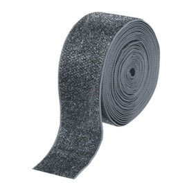QUARKZMAN Metallic Glitter Velvet Ribbon 1 1/2 x 5 Yard Single Sided Glitter Ribbon Gift Wrapping with Gold Powder Grey