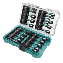 LIBRATON 24PCS Magnetic Nut Driver Set, Impact Drill Driver Bit Set 1/4", Metric and SAE Nut Drivers for Impact Drill, Impact Socket Adapters, Screwdriver Bits, Bit Holder, with Black Phosphating