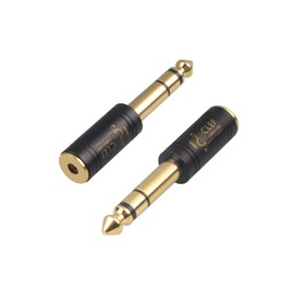 Clef Audio Labs 2-Pack Gold Plated 6.35mm (1/4'') Male to 3.5mm (1/8'') Female Stereo Audio Jack Adapter - Pure Copper TRS Plug with Aluminum Shell for Headphones, Amp, Guitar, Digital Piano, Speaker