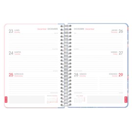 Dohe - School Diary 2024 2025 – Week View, Size A5 (15 x 21 cm), Ring Closure and Rubber, Spanish and English, 4 Sticker Pages, September to June, School Supplies – Pink Panther ecoPink