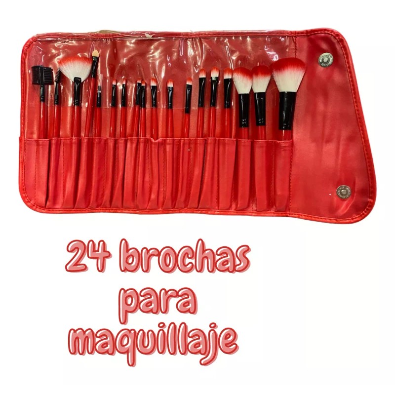 beauty all 24 Brochas Para Maquillaje Profesional C/ Regalo Portabrocha