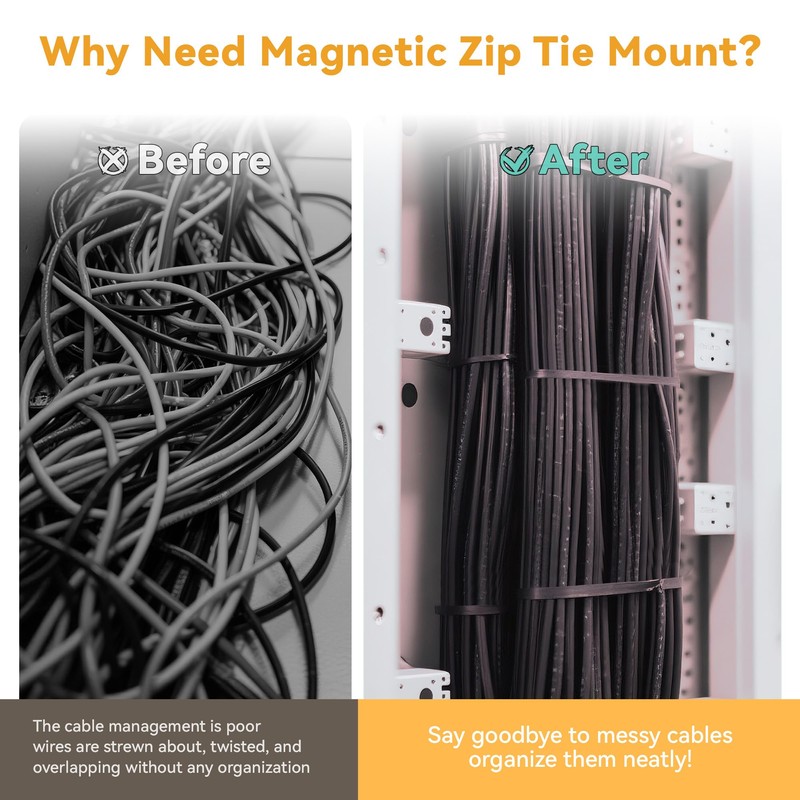 110 Pcs Magnetic Zip Tie Mount Base 26lbs Strong Magnetic