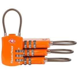 4 Pack TSA Approved Travel Combination Cable Luggage Locks for Suitcases & Backpacks - Orange