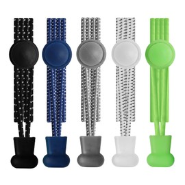 Smomend 5 Pairs of Elastic Shoelaces Without Tying with Quick Release, 100 cm Rubber Shoelaces for Children, Elderly, Runners, Sports Shoes without Tying - Fits Most Shoes, black