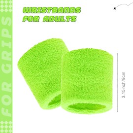Bememo 24 Pcs Neon Wristbands for Kids End of The Year Student Gifts Bulk Tennis Wrist Sweatbands 80s Neon Youth Basketball Wrist Bands for Boys Girls 90s Glow Party School Supplies(Green)