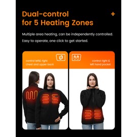 HENNCHEE Heated Fleece Jackets for Women with 12V 16000mah Battery Pack, Zip Up Heating Sweater, Knitted Sweatshirt Coat Black L
