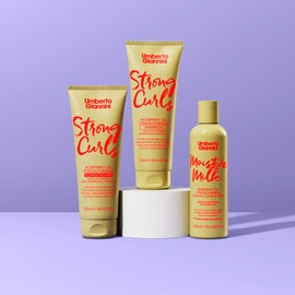 Umberto Giannini Rosmarinöl Strong Curls Strengthen & Hydrate Trio (3 Produkte) - Shampoo, Conditioner & Leave-In Conditioning Moisture Milk Treatment - Biotin - Sulfatfrei + Vegan