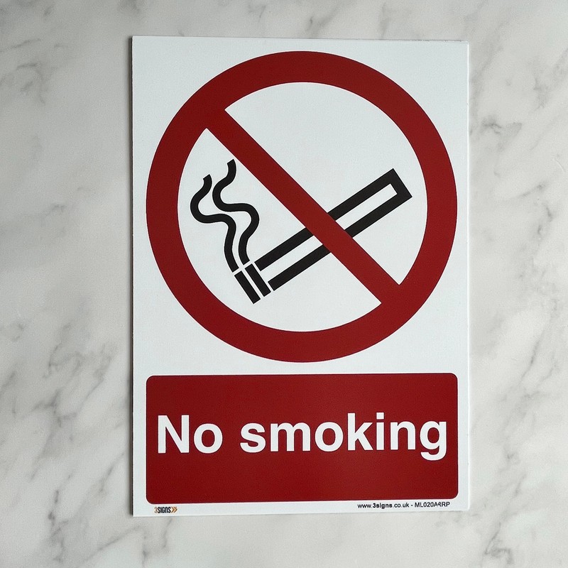 No smoking Sign - A5 1 mm Rigid Plastic Sign
