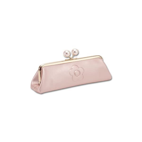 Mariquant Maryquant Makeup Pouch, Embossed Daisy Pearl, Pen Case + Arabesque Hand Mirror, PINK
