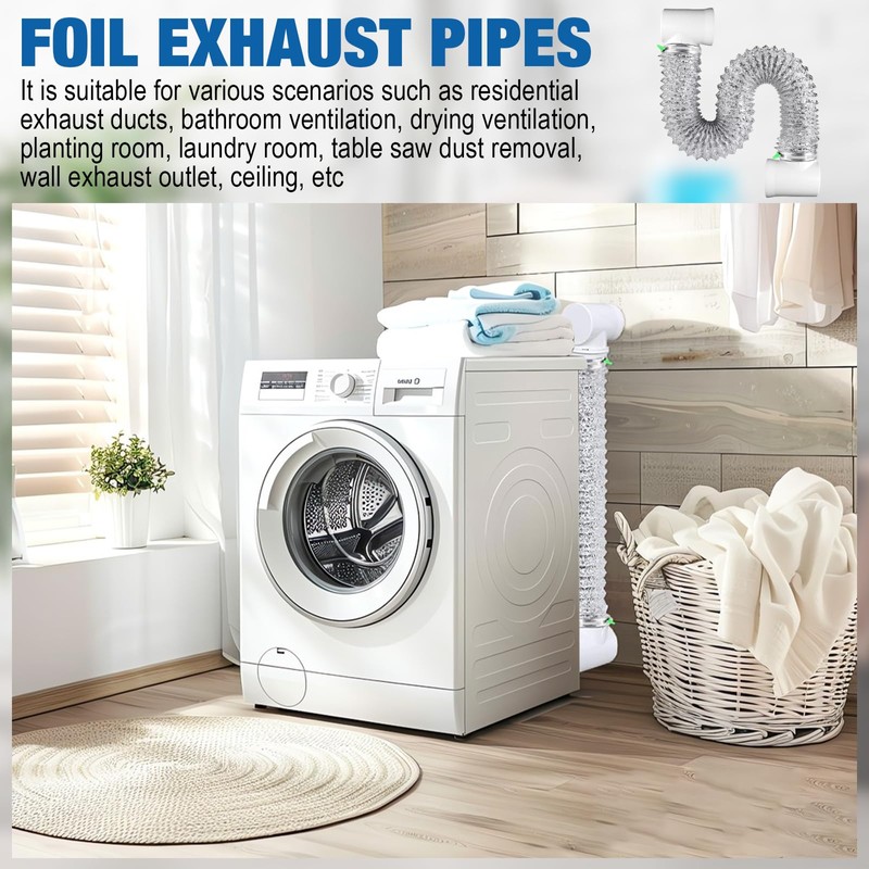 4 Inch Silver Dryer Vent Hose for Tight Space Includes