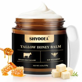 Beef Tallow for Skin, Grass Fed Beef Tallowand Honey Balm for Face, Natural Face Moisturizer withRaw Wild Honey, Bee Wax for Body Skin Soft Smooth120g/4.230z