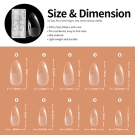 Kredioo Gel X Nail Extension Kit, 500Pcs Acrylic Nail Tips Medium Almond Pre-Shaped with 4 in 1 Nail Glue Base Coat, UV Nail Lamp, Prep Dehydrator, Beginner Fast DIY Manicure Nail Art Kit