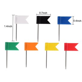 Operitacx 160pcs Push Pin Tacks with Plastic Flag Heads 7 Boxes Solid Color + 1 Box Mixed Color for Travel Maps Bulletin Boards and Cork Boards Colored Thumbtacks for Home Office and