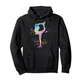 Ice Skater Figure Skating Colorful Girls Ice Skating Pullover Hoodie